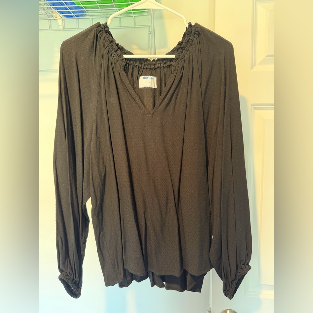 Old Navy Black Ruched Blouse